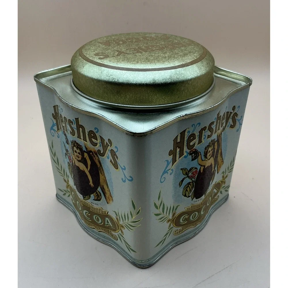 Vtg Hershey's Cocoa Advertising Tin Brown Gold Cream Bristol Ware Collectible